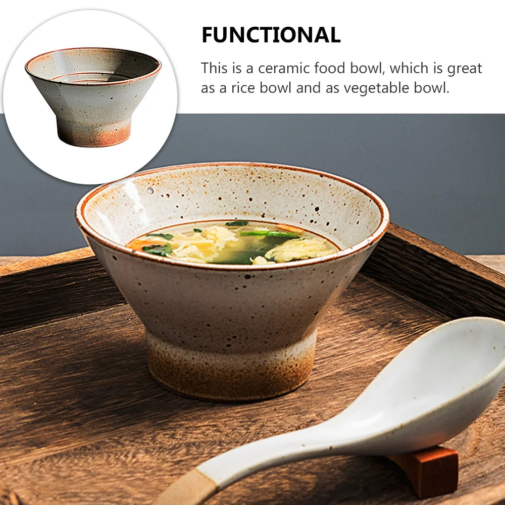

1pc Soup Bowl Salad Bowl Vintage Crude Pottery Bowl for Home Restaurant
