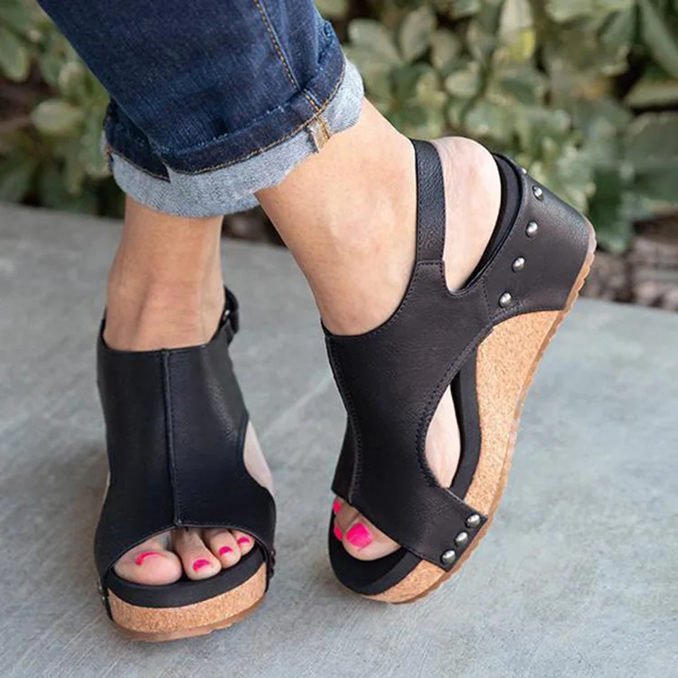 

Hot selling women's sandals with sloping heels