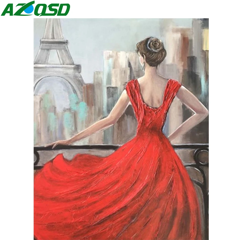 AZQSD масляная краска для рисования по номерам девушка DIY Unframe домашнее украшение