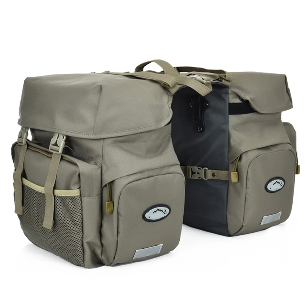 

Night Reflective Luggage Bicycle Bag Pannier Bike Retro Wear Resistant Carrying Back Seat 2 In 1 50L Storage Rear Rack Cycling