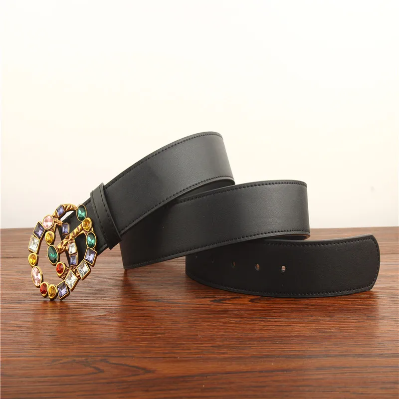 

2021 Hot Designer Belt Rhinestone Alphabetic Button Ladies Fashion Jeans Belt Size 105-125cm