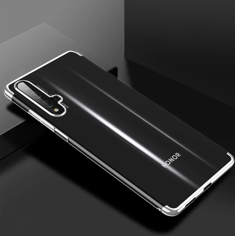 Мягкий чехол из ТПУ с гальваническим покрытием для Huawei Honor 20 Pro 9X Nova 5 Pro 5i P20 Lite Y9 Prime Mate 30 Lite P Smart Plus прозрачный чехол