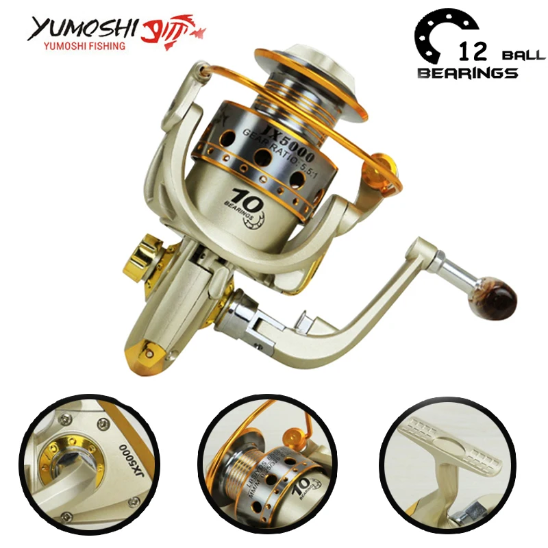 Yumoshi jx1000-7000 12bb катушка рыболовная для спиннинга спининг карп фидер металл