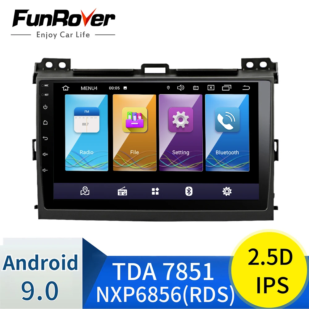 Funrover 2.5D+ ips android 9,0 автомобильный dvd мультимедийный плеер для Toyota Prado 120 Land Cruiser 2004-2009 Автомобильный Радио gps навигация
