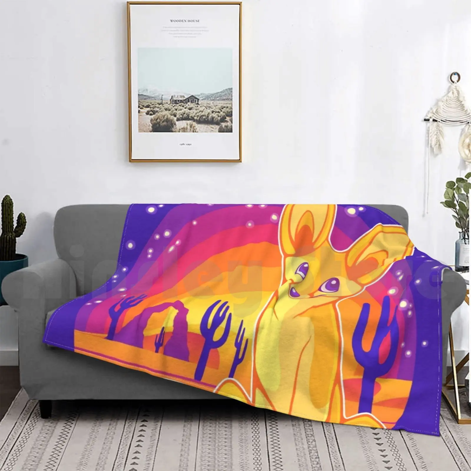 

Модное одеяло Fennec Fox Desert Cactus, милые песчаные дюмы, формирующие арки