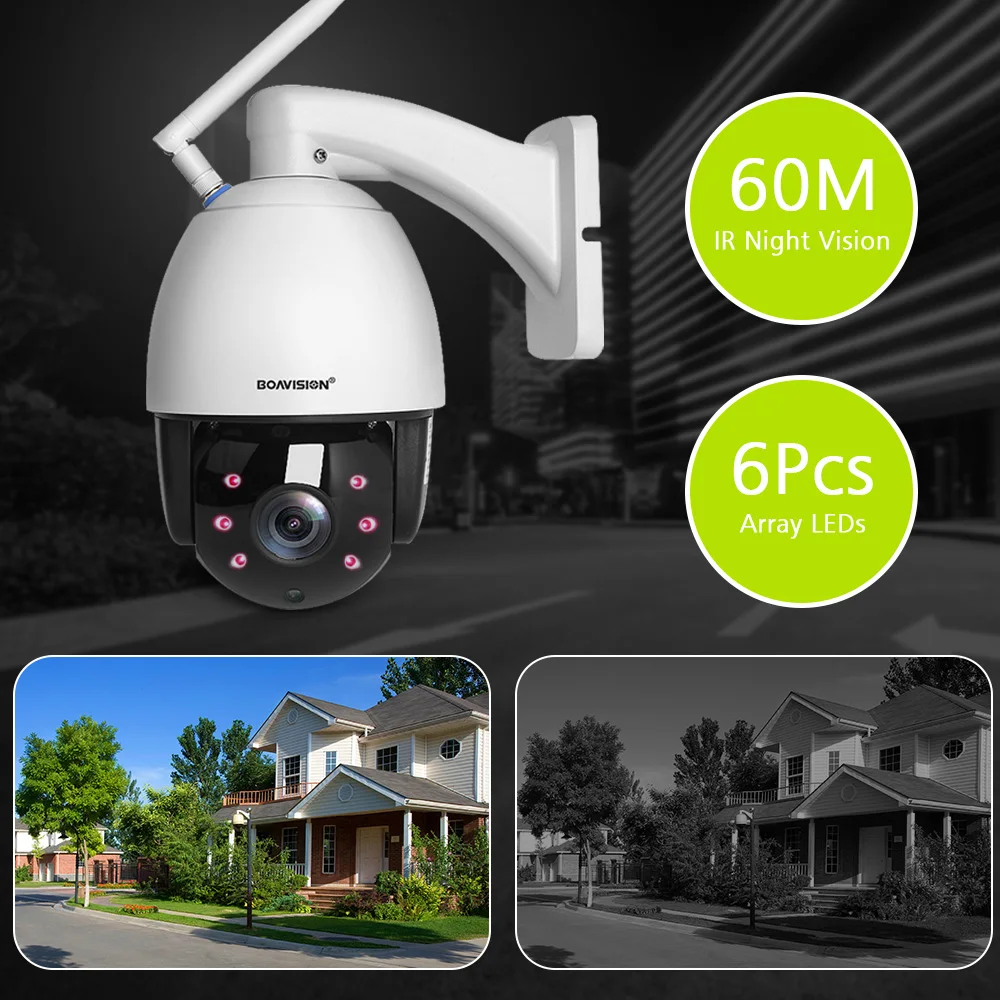 Скоростная купольная IP камера 1080P PTZ с Wi Fi двухстороннее аудио уличная