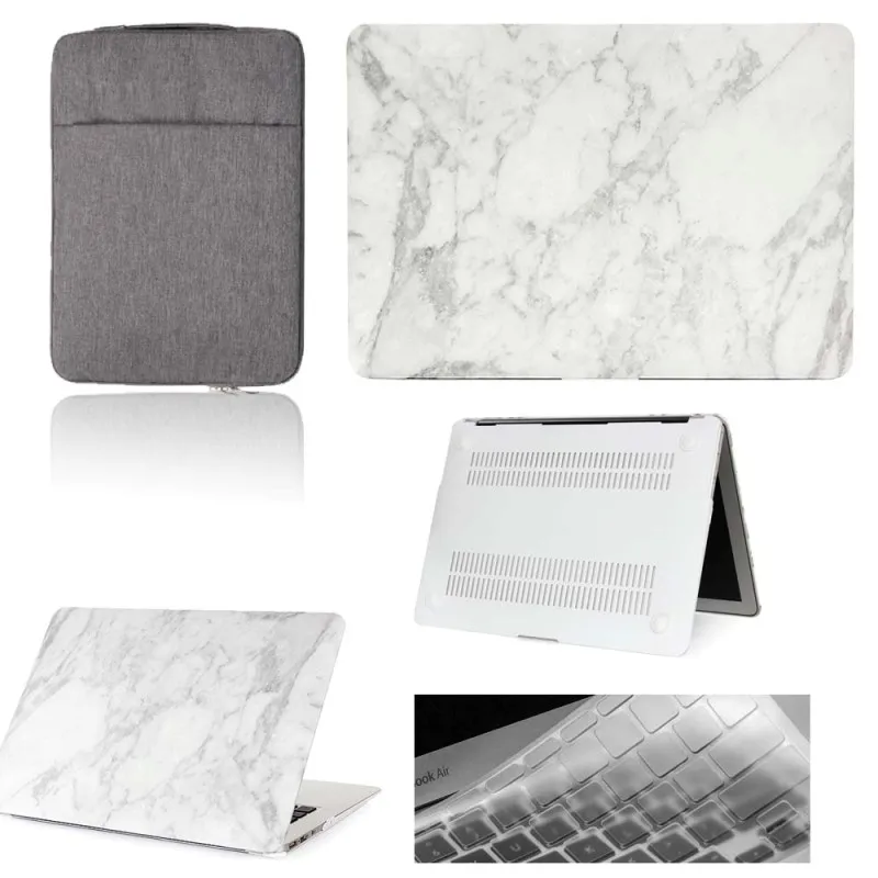 Grey Marble KK&LL Жесткий Чехол для ноутбука+ сумка+ чехол для клавиатуры-Apple MacBook Air Pro retina 11 12 13 15 и Air13/Pro 13 15 Touch Bar - Цвет: Grey Marble