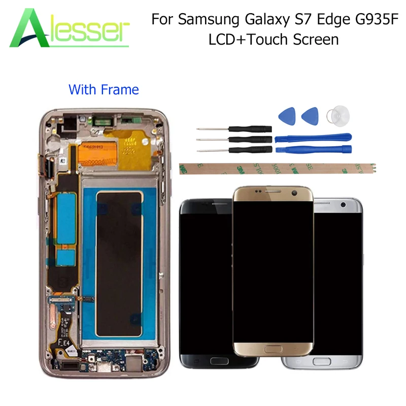 Alesser для Samsung Galaxy S7 Edge G935F ЖК-дисплей и сенсорный экран регулировка яркости с