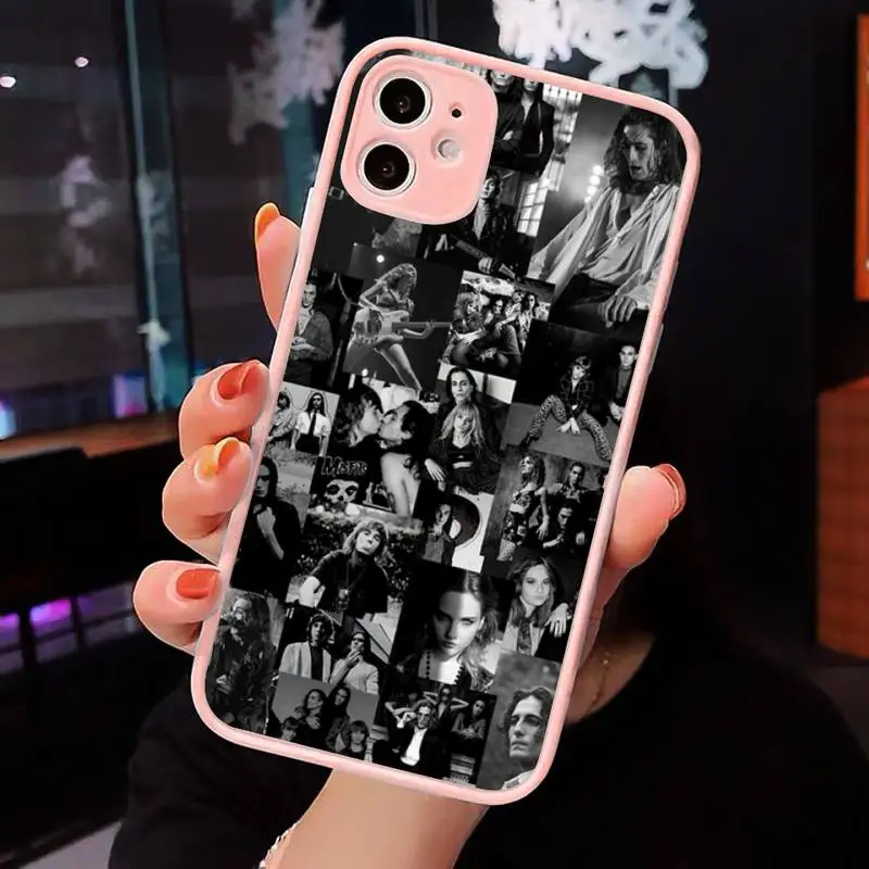 

Maneskin Damiano David Phone Case For iPhone 12 11 Mini Pro XR XS Max 7 8 Plus X Matte transparent Pink Back Cover