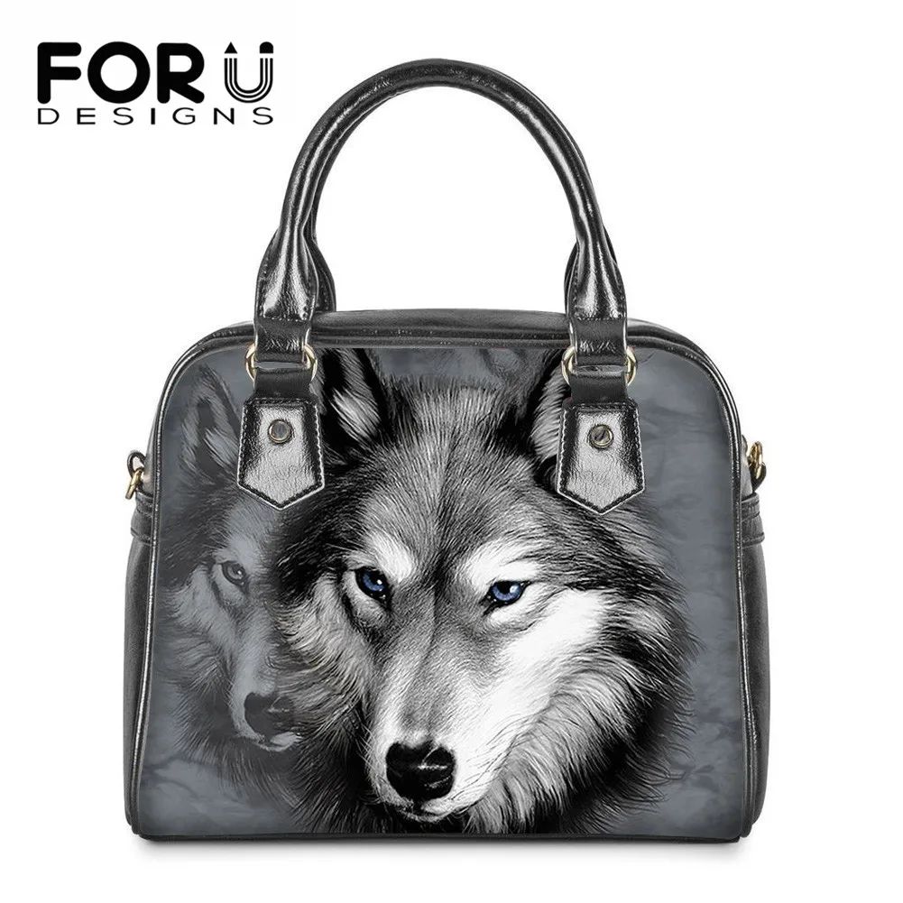 

FORUDESIGNS, зимние элегантные женские Наплечные сумки с волчьим узором, роскошная женская сумка из искусственной кожи, Женская пляжная сумка-то...