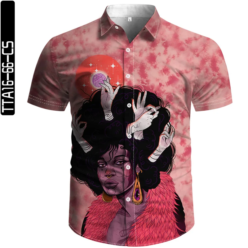 

Summer high quality men's Hawaiian shirt oil painting 3D printing lapel short sleeve plus size men's beach shirt casual hip-hop
