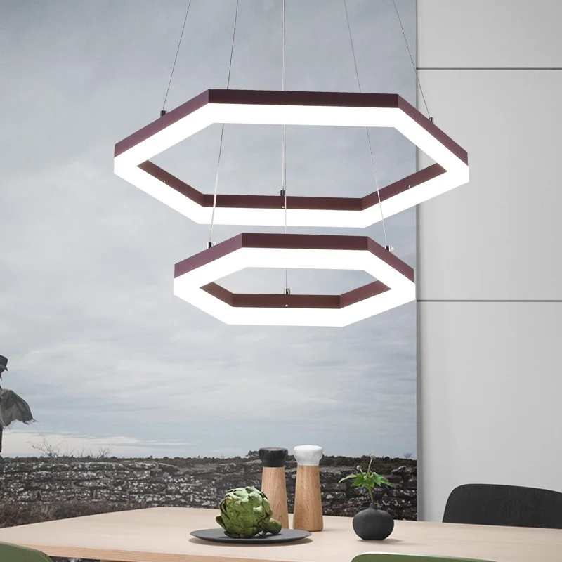 

6-sided LED Pendant Lights Living room dining room bedroom study chandeliers Commercial & office lighting