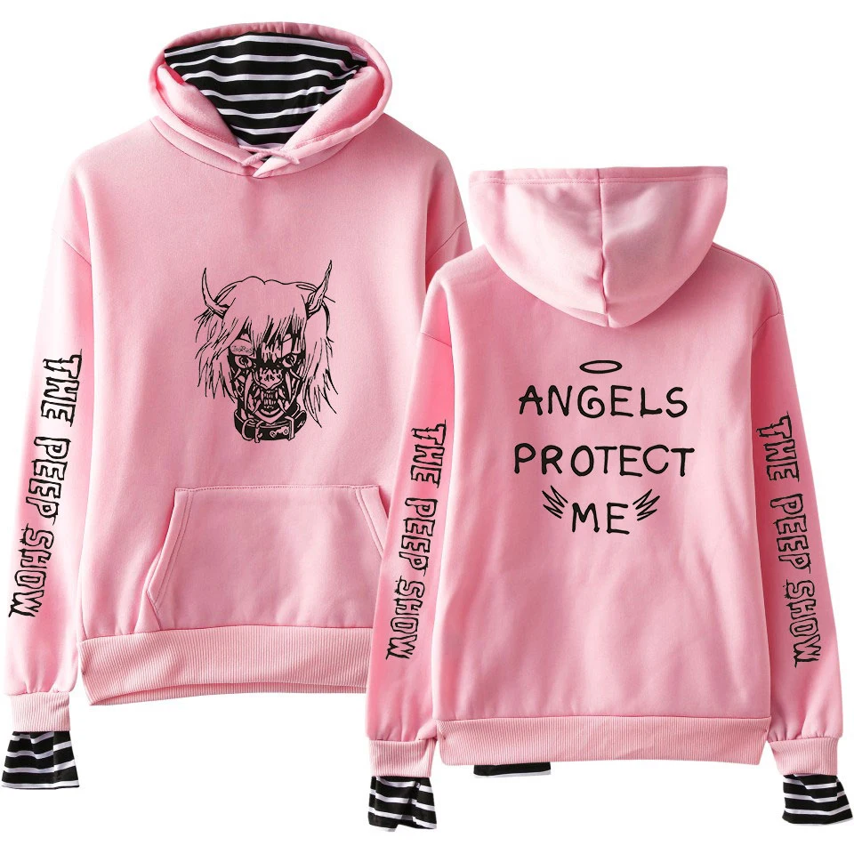 

Kpop Fake Two Piece Hoodies Men/Women Popular Rap Singer Sweatshirt Harajuku Pullover clothes ANGELS PROTECT ME tops