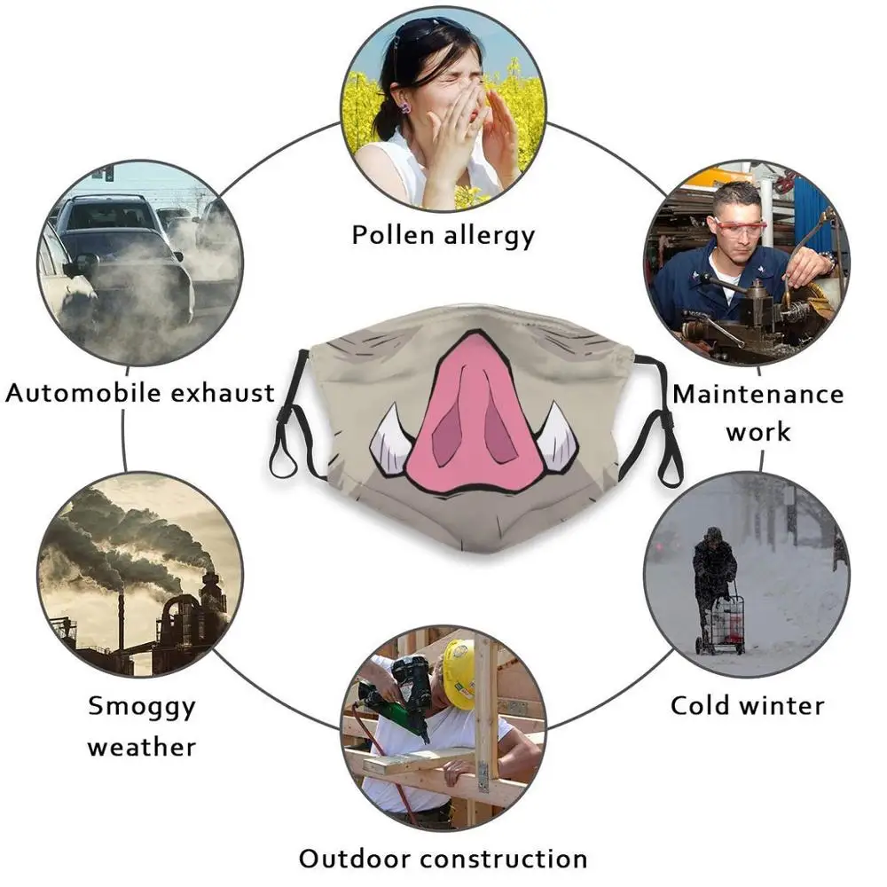 

Inosuke Mask Custom Design For Adult Kids Anti Dust Filter Diy Cute Print Washable Mask Quarantine Cute Animal