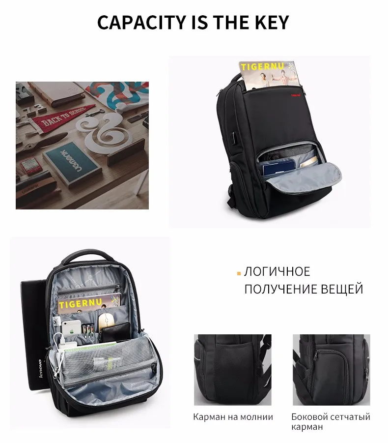 Tigernu Марка Анти Вор 15.6 дюймов Мужчины бизнес Ноутбук Рюкзак USB Зарядка Рюкзак женская сумка рюкзак школьные сумки для подростков
