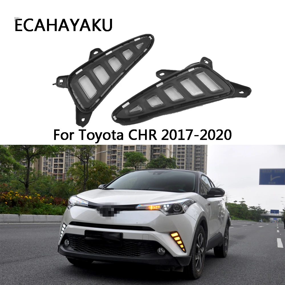 ECAHAYAKU светодиодный DRL для Toyota C HR CHR 2017 2018 2019 2020 дневной ходовой светильник задний