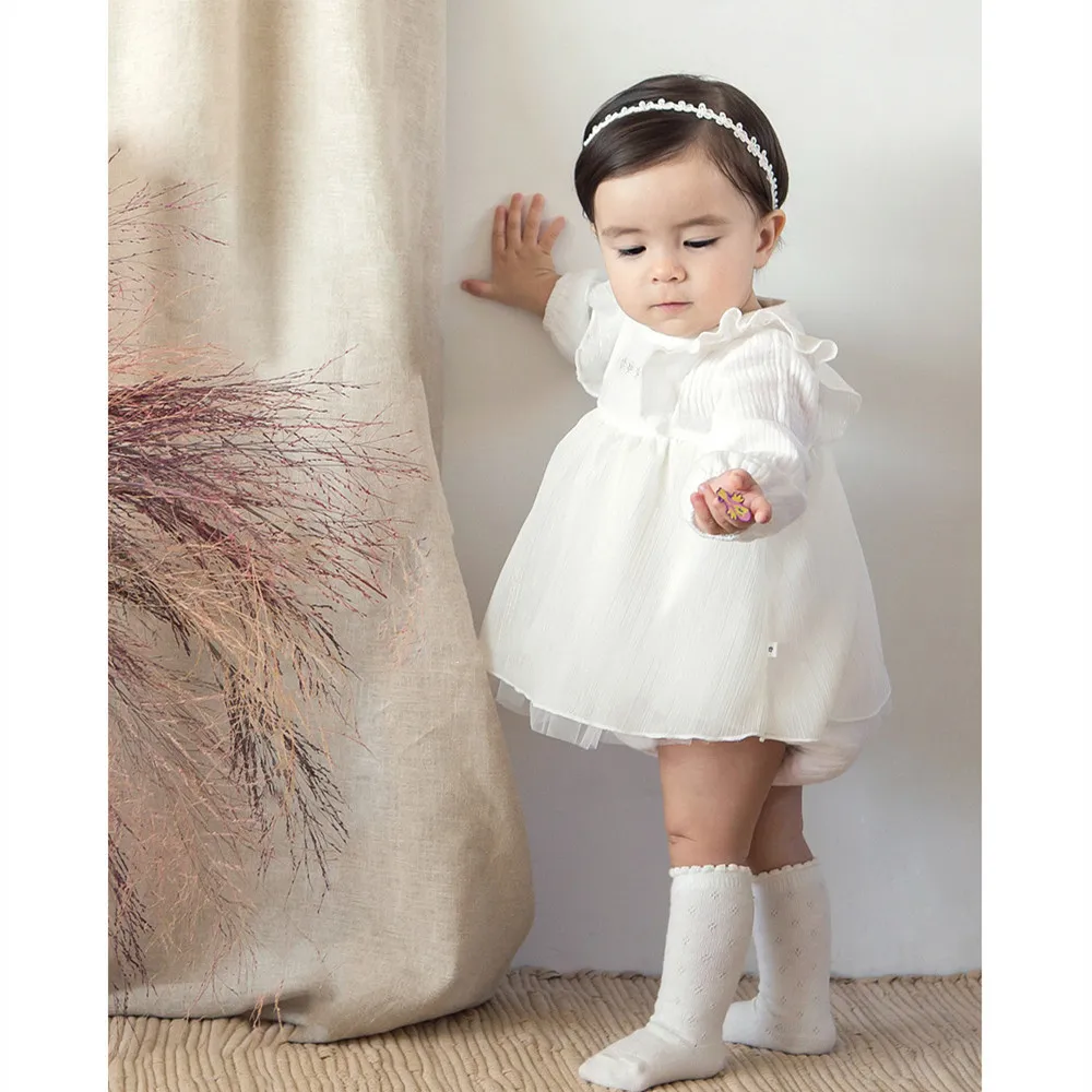 Детское Хлопковое платье с длинным рукавом и вышивкой|Платья| |