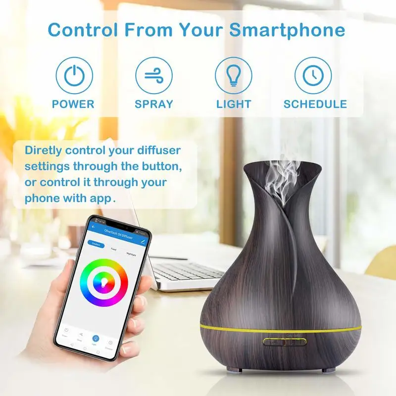 Умный распылитель эфирного масла с Wi Fi совместимый Alexa Google Home управление через