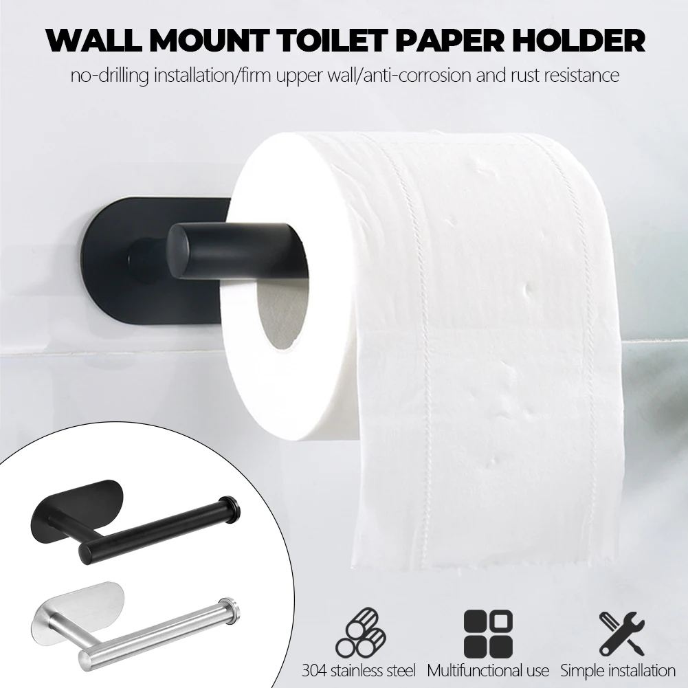 

2021 New Kitchen Roll Paper Accessory Wall Mount Toilet Paper Holder Stainless Steel Tissue Rack Towel Holders Bathroom Supplies