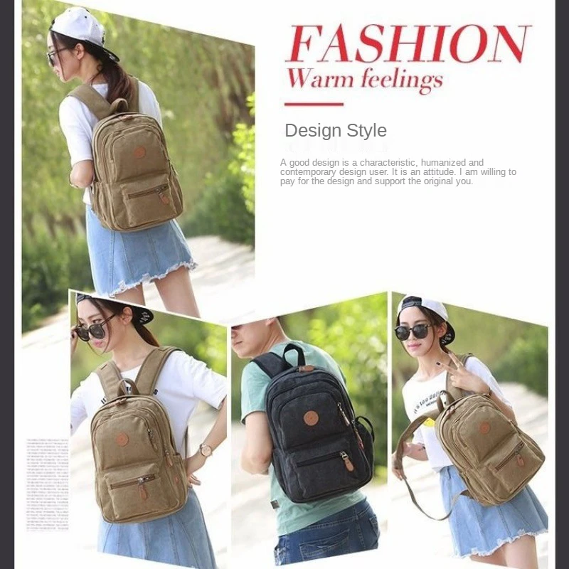 Thickening and Wear-Resistant Canvas Backpack Unisex Small and Medium Luggage Bag Denim Fabric Retro Student Schoolbag