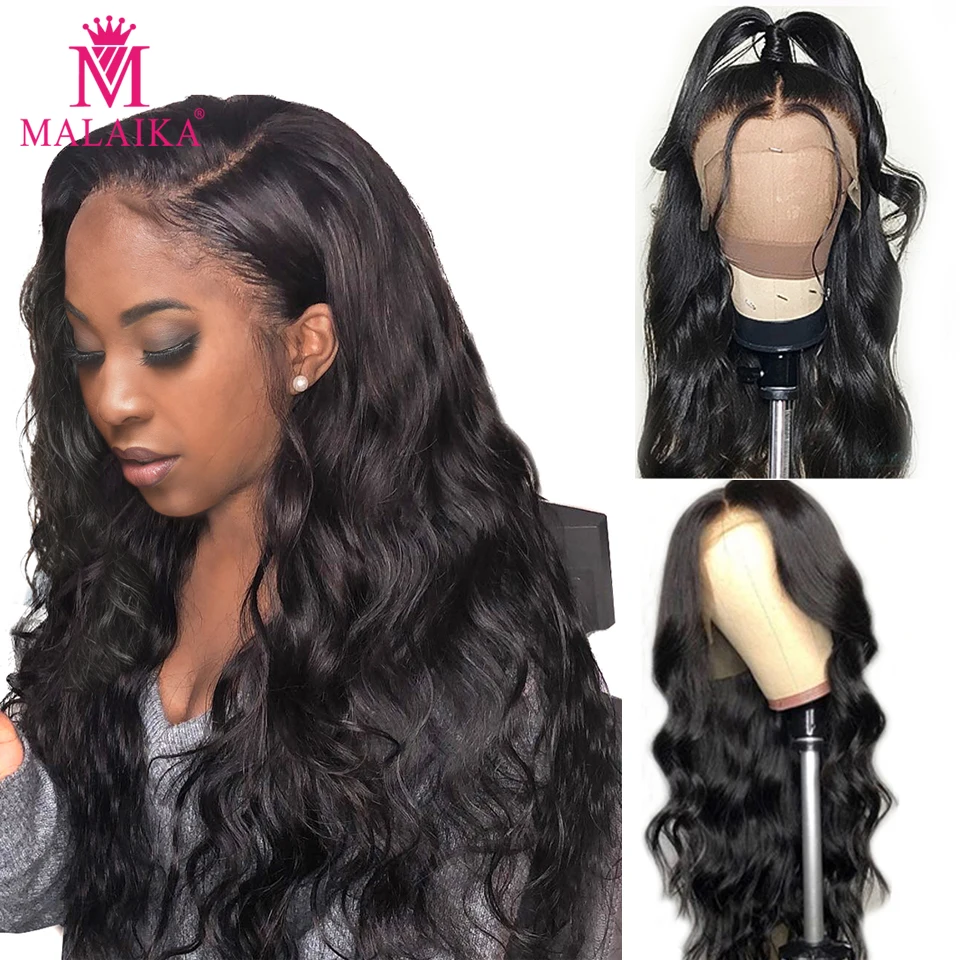 

Malaika Body Wave 13x4 Lace Front Human Hair Wigs Peruvian Virgin Preplucked Hair Frontal Deep Water wave Full Wigs