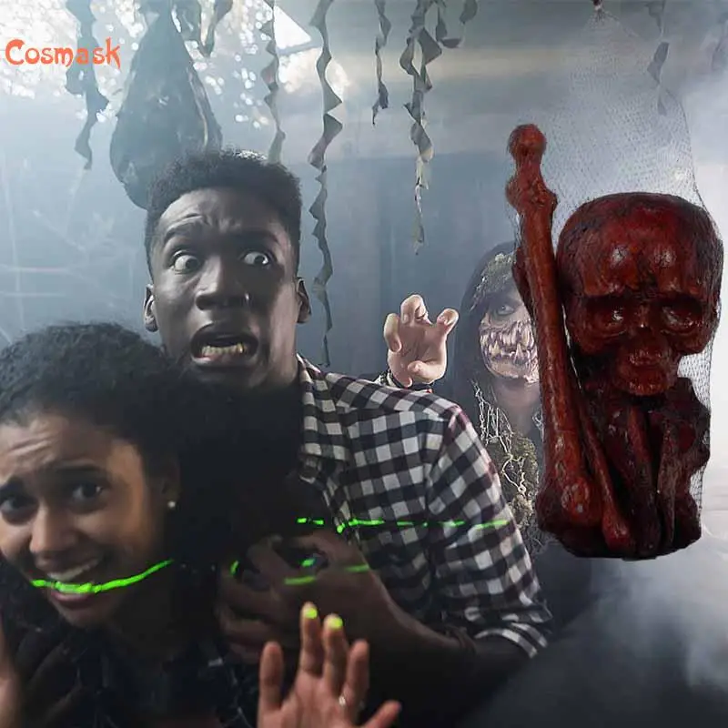 

Cosmask Halloween Props Plastic Blood Red Skull Pendant Props Bar Pendant Horror Props