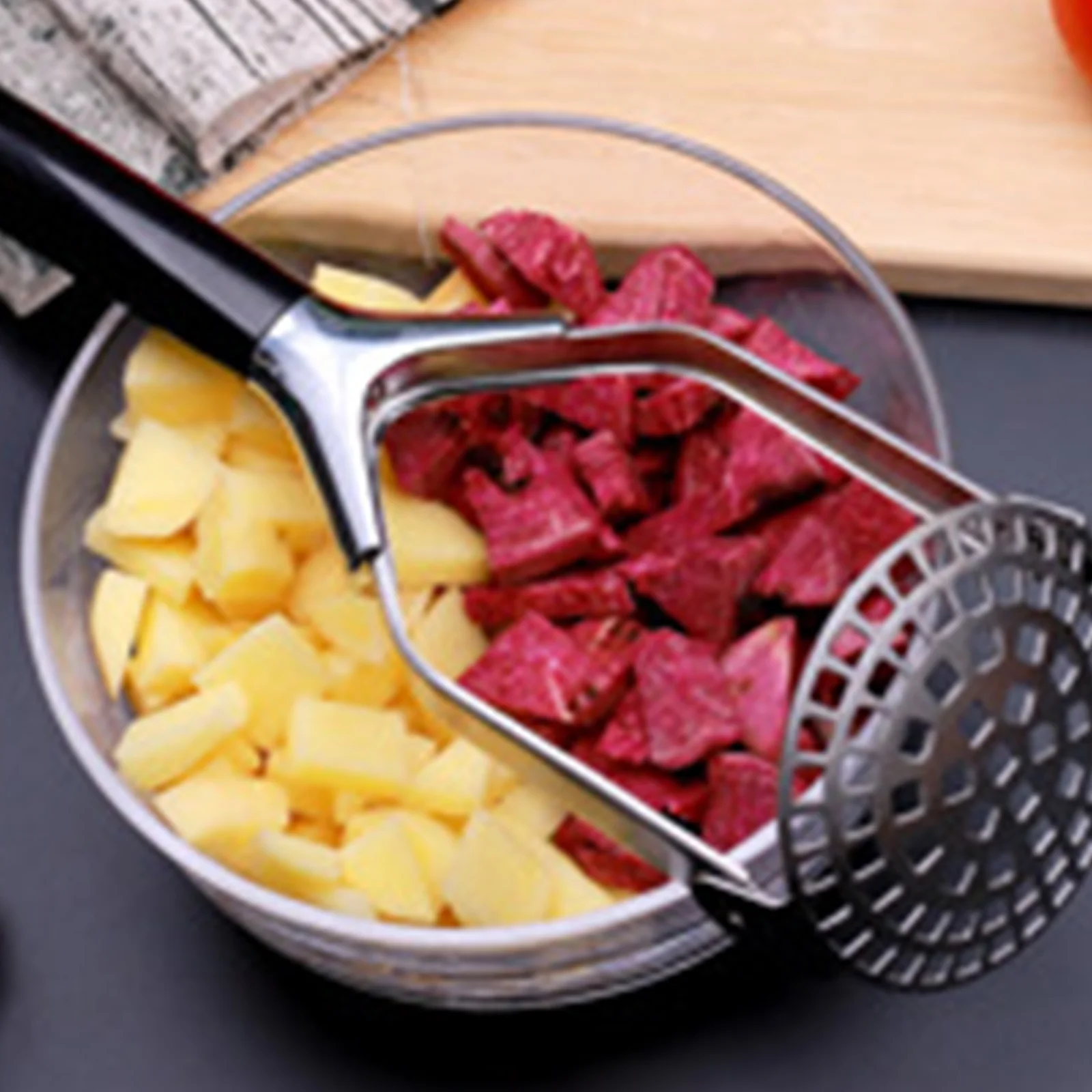 

Potato Masher Stainless Steel Ricer Press Mashed Potatoes Fruits Vegetables Hand Utensil Baby Food Masher Crusher Kitchen Gadget