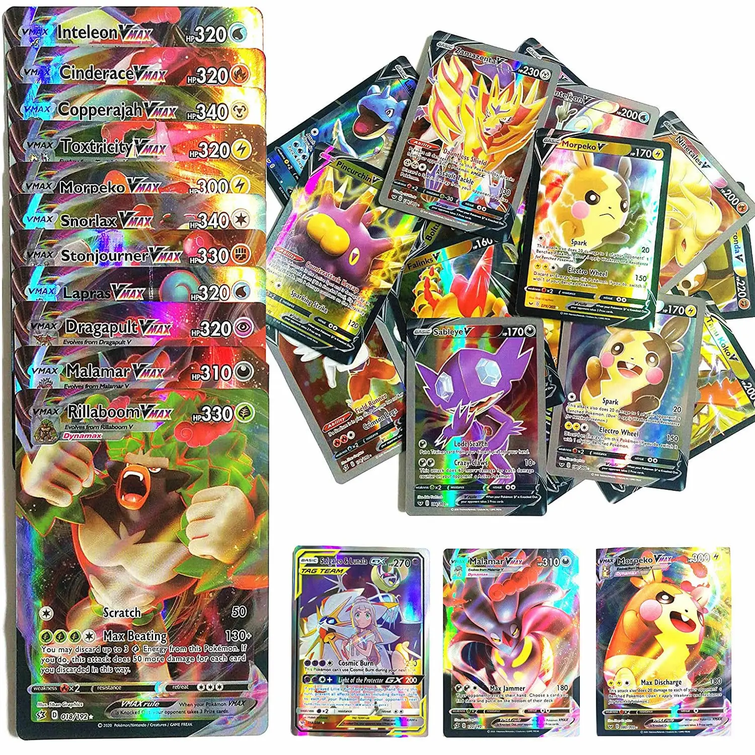 Cartas brillantes de Pokemon para ni&ntilde;os, tarjetas de energ&iacute;a del MEGA entrenador VMAX EX GX, TAKARA TOMY, juego de batalla, juguete para regalo-2