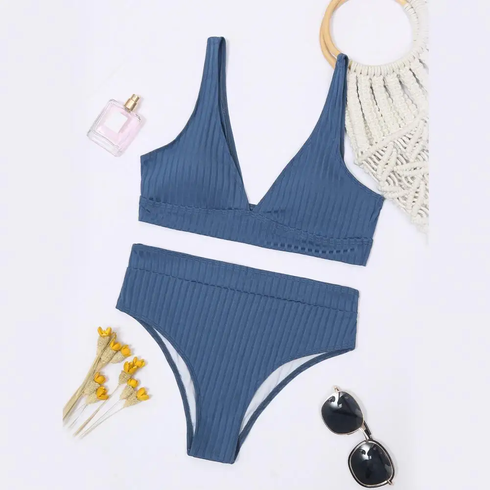 

Купальный костюм в рубчик, удобный для ношения, тонкая работа, бикини из полиэстера