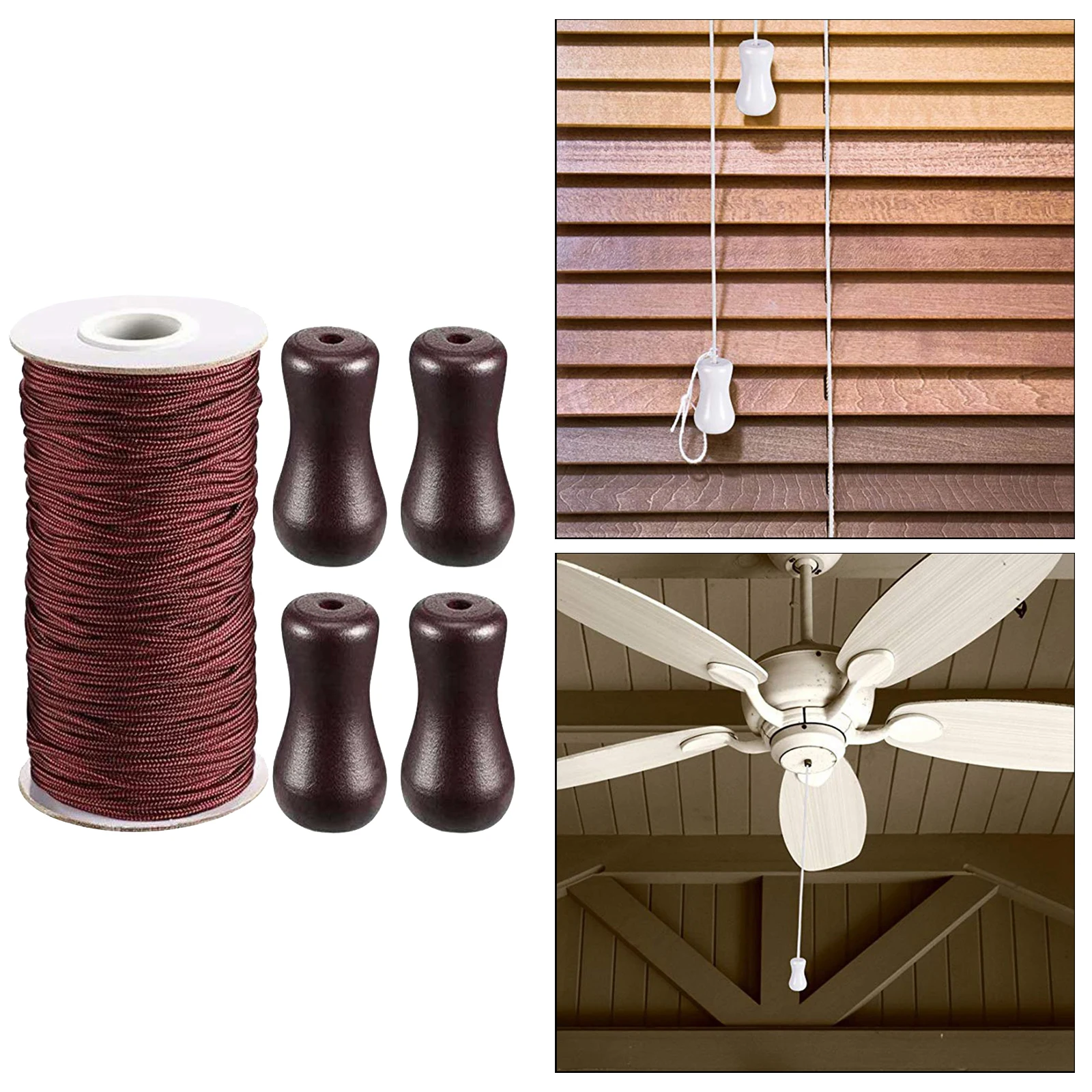 

Brown Braided Lift Shade Cord Wood Pendant for Aluminum Blind Shade