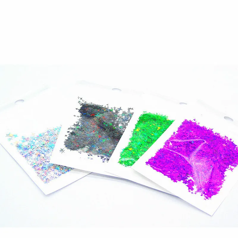 Блестки с четырьмя звездами блестящие лазерные украшения для ногтей дизайн