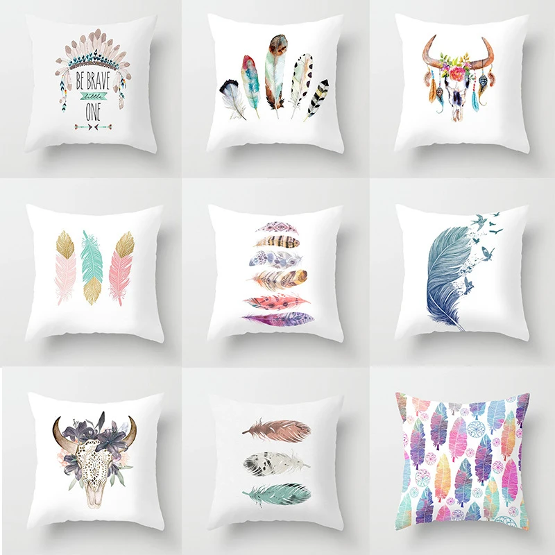 

Abstract Feather Pillowslip Modern Style Throw Pillows Cover Soft Comfortable Cushion Cover Colorful Car Decor Home Supplies
