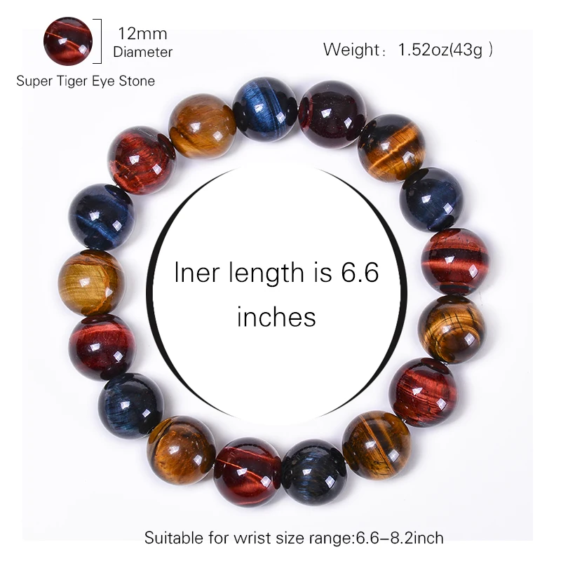 6-12mm AAAA Tiger Eye Stone Bracelets Charm Natural Beads Bracelet for Men Women Yoga Meditation Male Buddha Jewelry | Украшения и