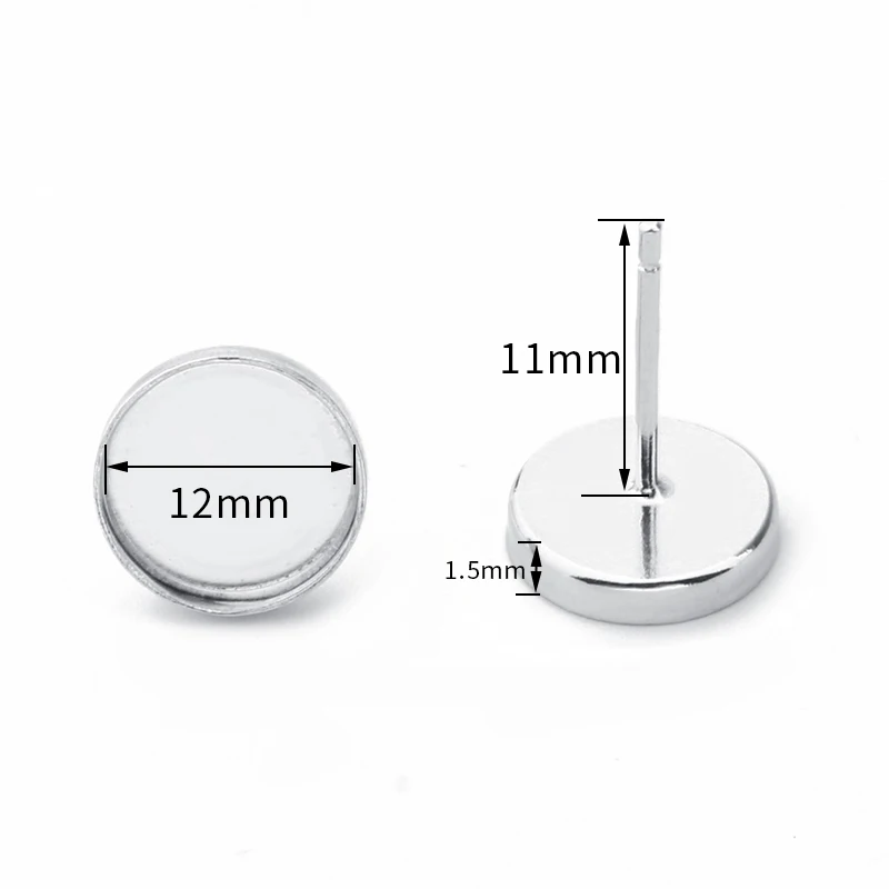 4pcs 925 Sterling Silve Stud Earrings Cabochon Blank Base Fit 6mm 8mm 12mm DIY Jewelry Making Accessories Wholesale Componet
