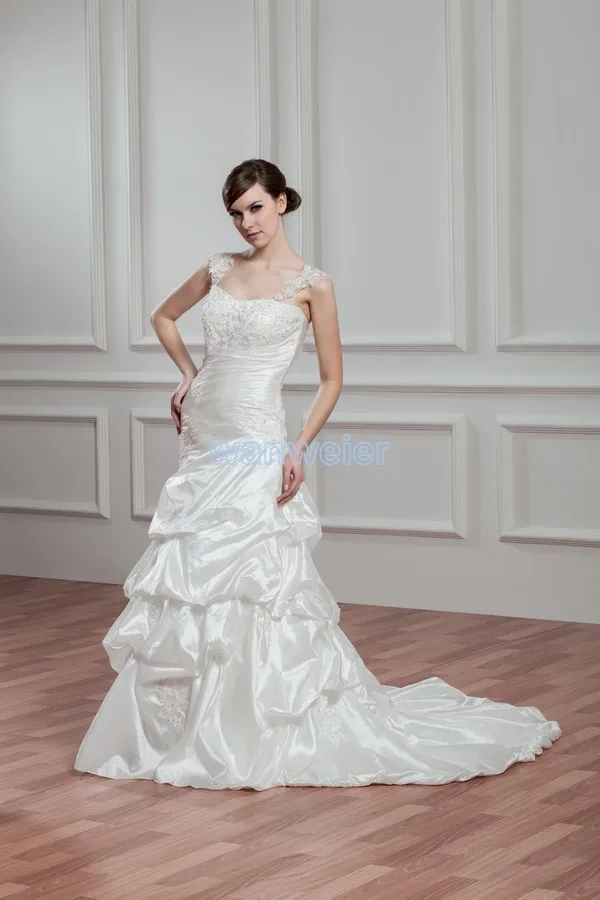 

free shipping 2017 new design bride dress spaghetti straps mermaid bridal gown custom size/color lace up plus size wedding dress