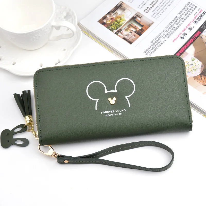 Disney Микки Маус Большой милый кошелек леди длинный молния кисточкой ключ школьный кошелек маленький мини кошелек Минни держатель карты клатч - Цвет: 6