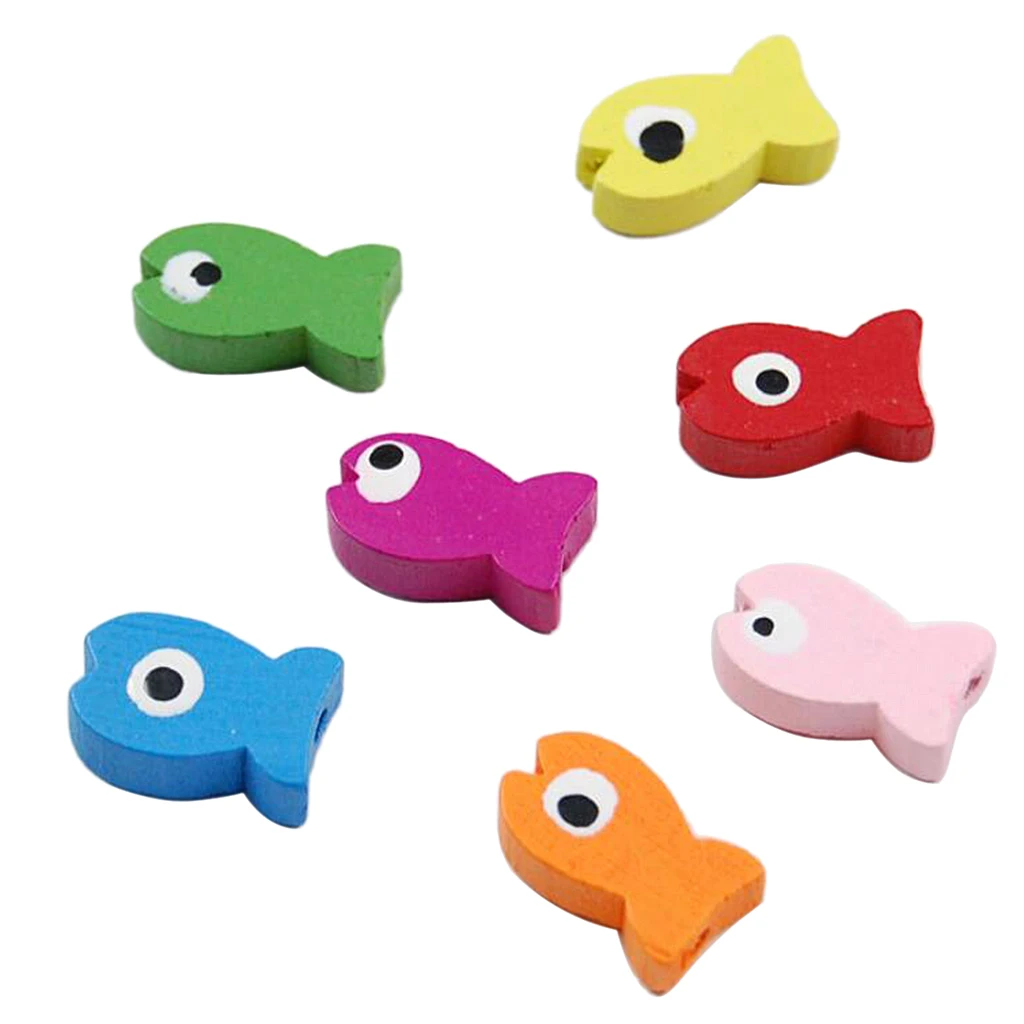 

Mixed Color Shape Wood Beads Gifts Great for Children's Day 50 Pcs/Box