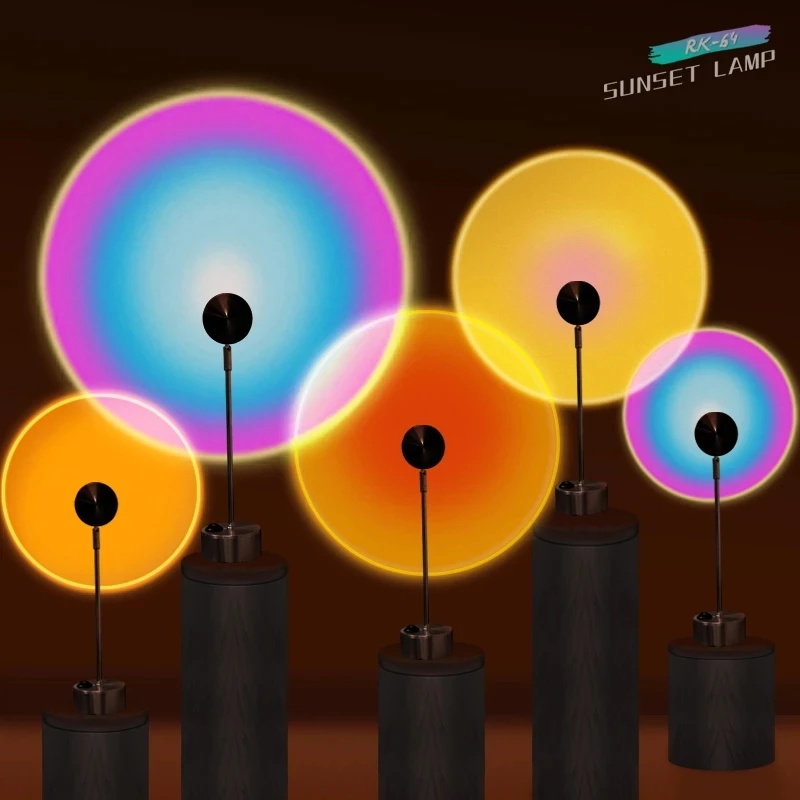 

USB Live Fill Light Sunset Rainbow Projection Floor Lamp Led Light Bedroom Background Decoration Lighting Sunset Projection Lamp