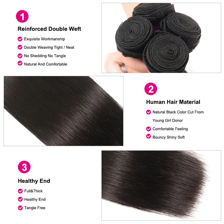 Волосы Unice человеческие волосы 3 пряди с закрытием свободная часть пакеты