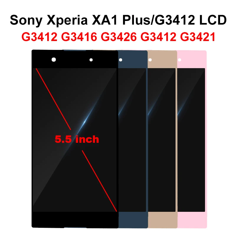 5," для sony Xperia XA1 Plus lcd G3412 G3416 G3426 G3412 G3421 Дисплей lcd сенсорный экран дигитайзер с рамкой запчасти в сборе