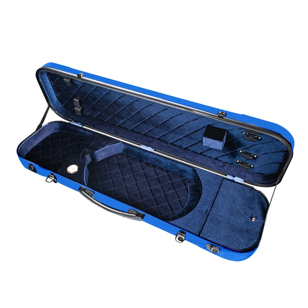 

4/4 Full Size Portable Glass Fiber Violin Case Oblong Shape Hardshell Storage Bag Box with Hygrometer Straps