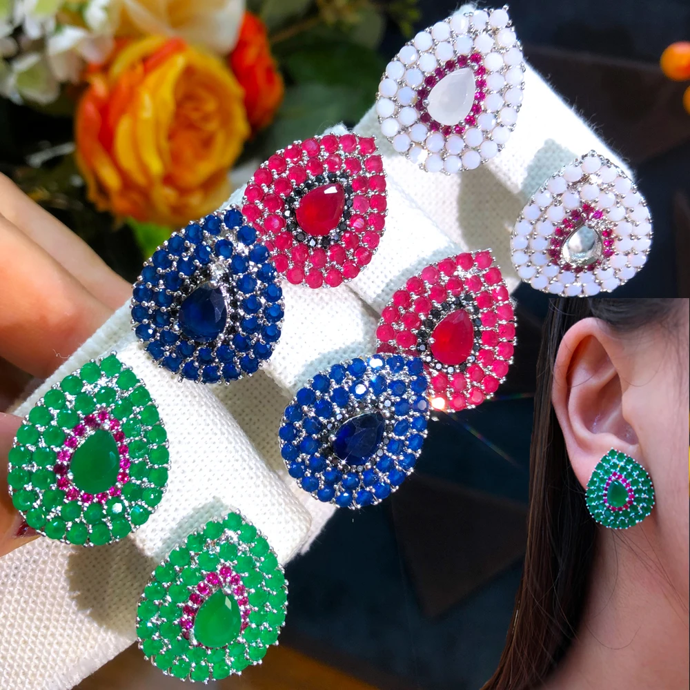 

Jimbora модные роскошные серьги в форме капли с полным микрофианитом серьги для помолвки и вечерние ювелирные изделия для женщин ювелирные изд...