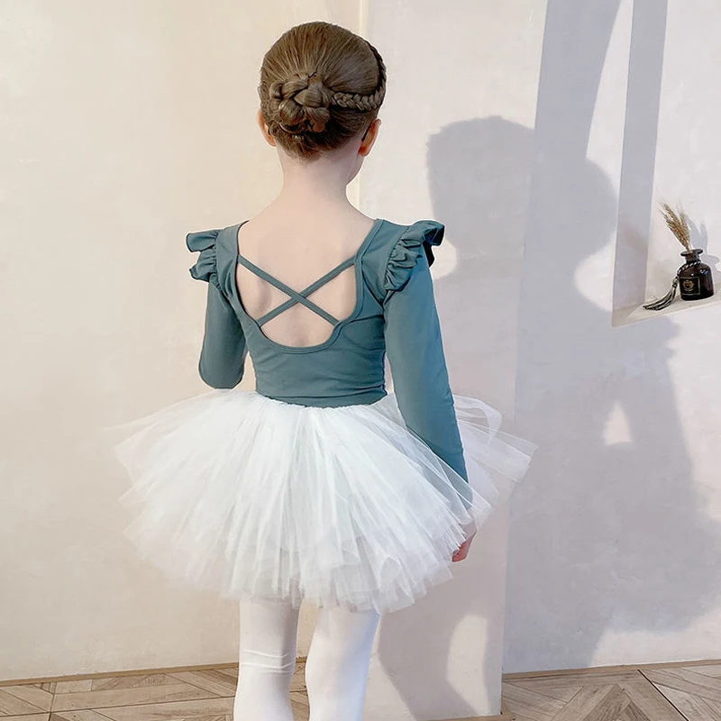 

2PCS/SET Ballet dress Kids Gymnastics Dance Leotard +Skirts Suits Girls Leotard Dancewear for Ballerina Party