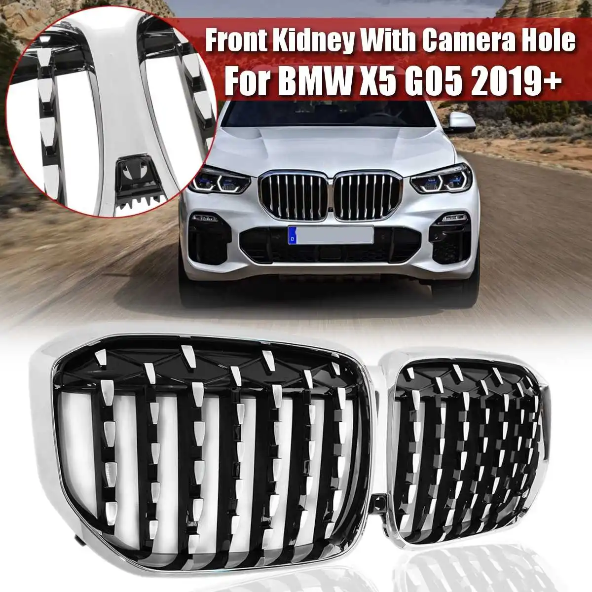 Автомобильная Передняя ножевая решетка гриль хром для BMW X5 G05 2019 + Стайлинг
