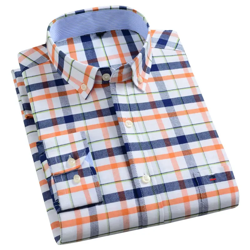

Plus Size 5XL 6XL 7XL Men's Oxford 100% Cotton Fashion Stripe Casual Long Sleeve Shirts Retro Style High Quality Design Blouse