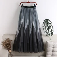 summer new skirt 2022 a font double layer gauze in joining together with long skirt