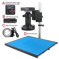 38mp 2k hdmi usb industrial electronic video microscope camera 130x c mount lens microscope standfor phone pcb cpu soldering