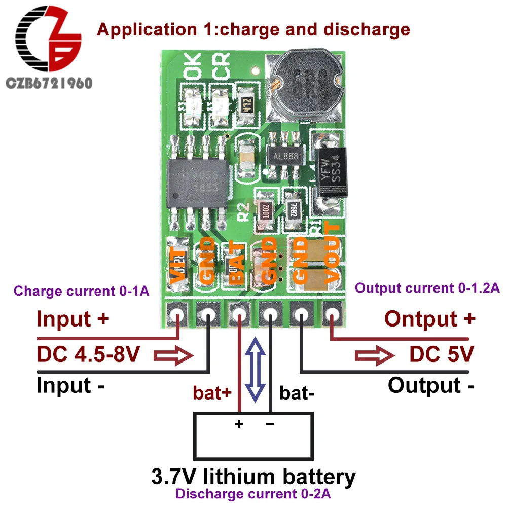 3 7 в 4 2 18650 литиевое зарядное устройство модуль зарядки 5 Dis повышающая плата для