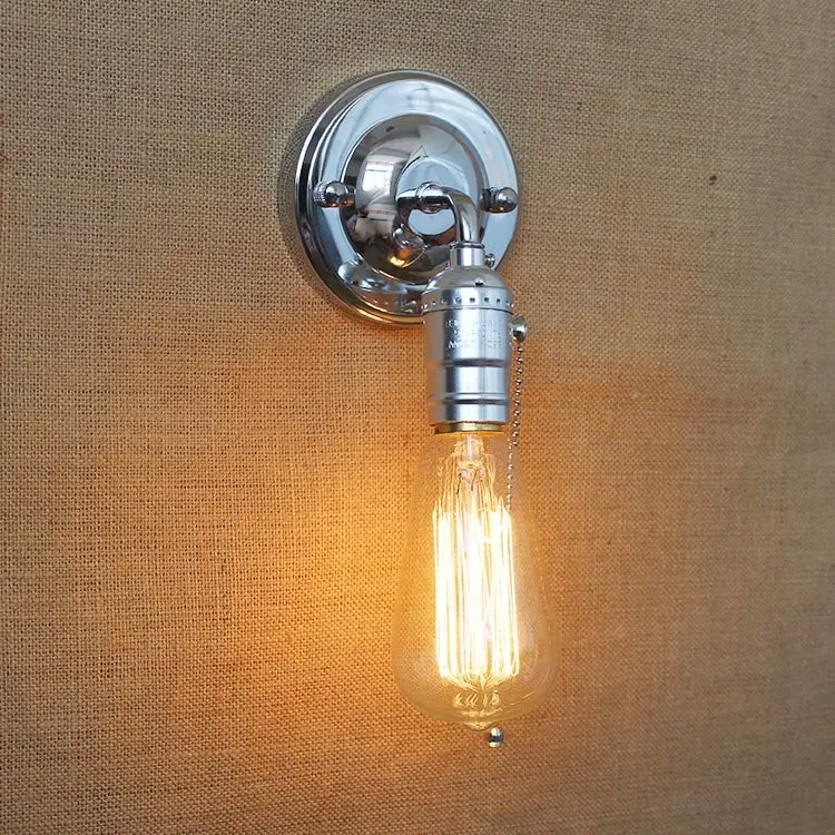 

Silver Minimalist style & Modern Silver Iron Vintage Mini Wall Lamp Edison Bulb Living Room Light Aisle Lamp Free Shipping