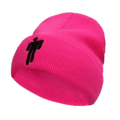 Billie Eilish Beanie, 15 цветов, вязаная зимняя шапка, одноцветная, в стиле хип-хоп, вязанная шапка Skullies, шапка, аксессуар для костюма, подарки, теплая зимняя шапка - Цвет: Rose red